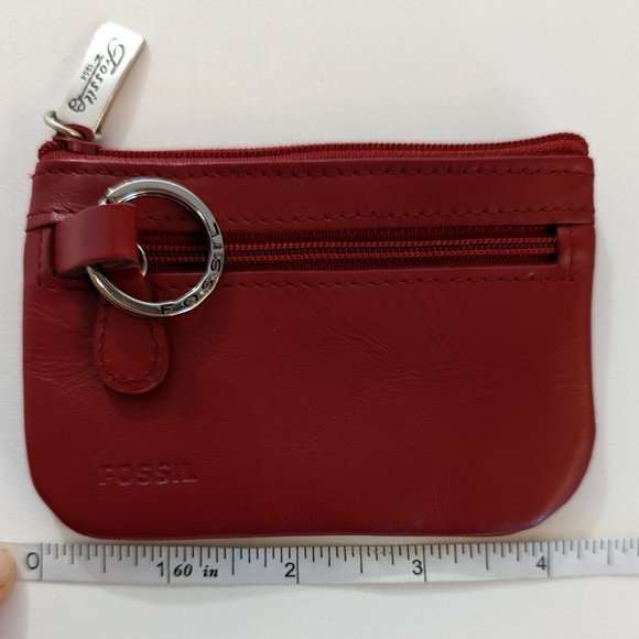 Fossil Leather Red Card Keychain Wallet - Picture 10 of 11